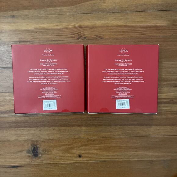 Lenox Set of 2 Ivory Ribbon & Holly Finger Tip Hand Towels NOS Christmas Holiday - Picture 5 of 5